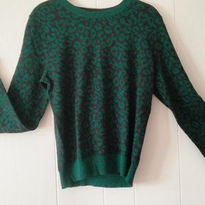 Banana Republic Green & Black Metallic Leopard Print Sweater